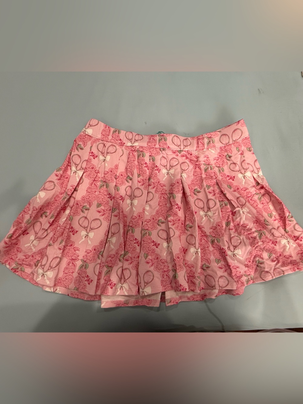 Posh Peanut Pink Floral & Scissor Patterned Skater Skirt